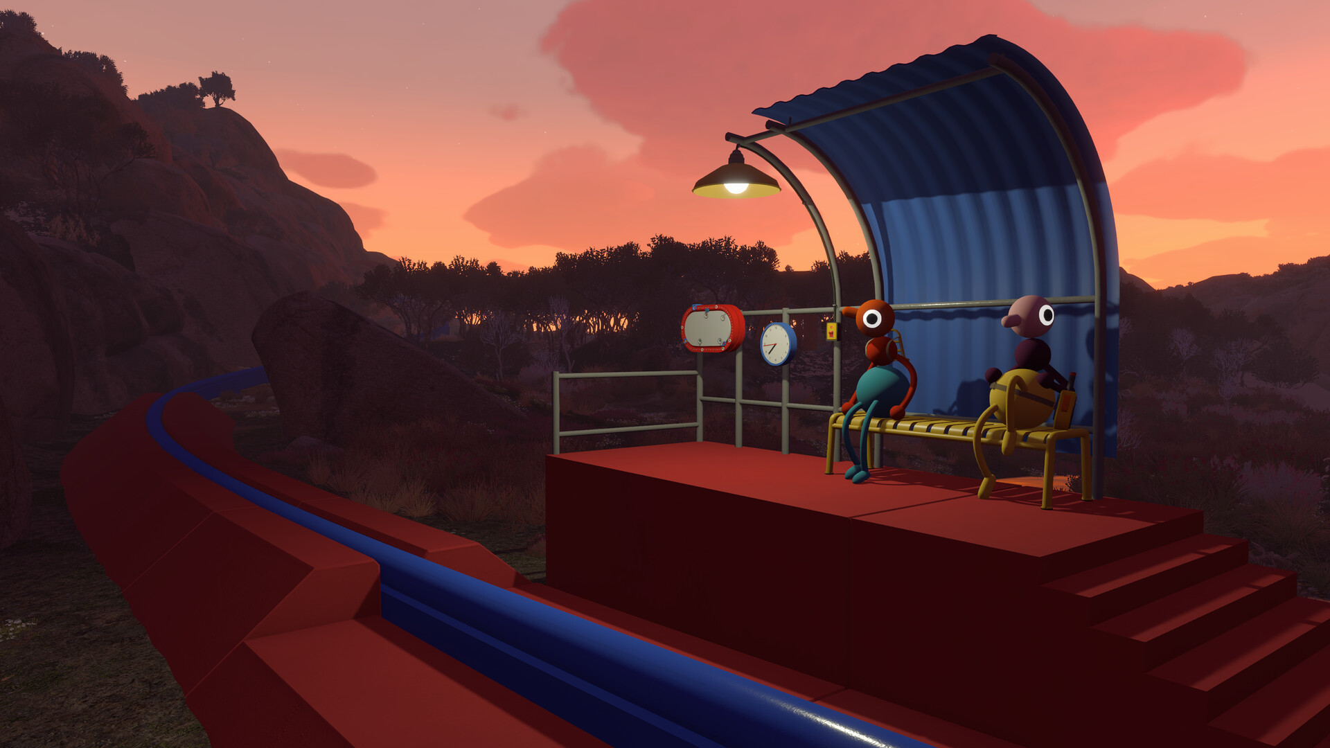 A group exploring the colorful open world of Big Walk